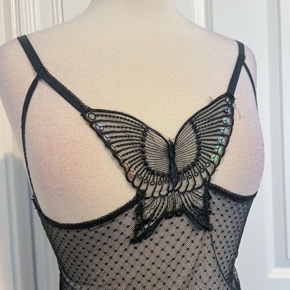 seven til midnight butterfly sheer lingerie top - Picture 2 of 4